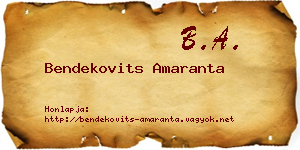 Bendekovits Amaranta névjegykártya